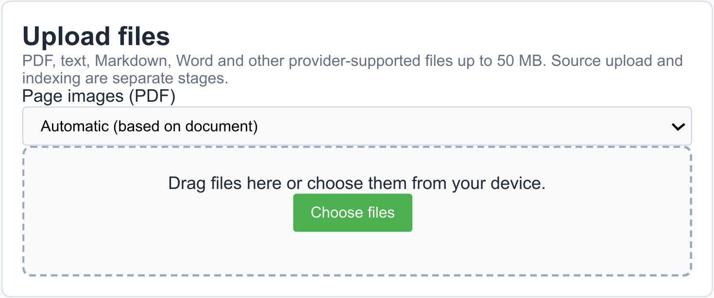 The upload screen in an AnswerPal knowledge base for adding product documentation.