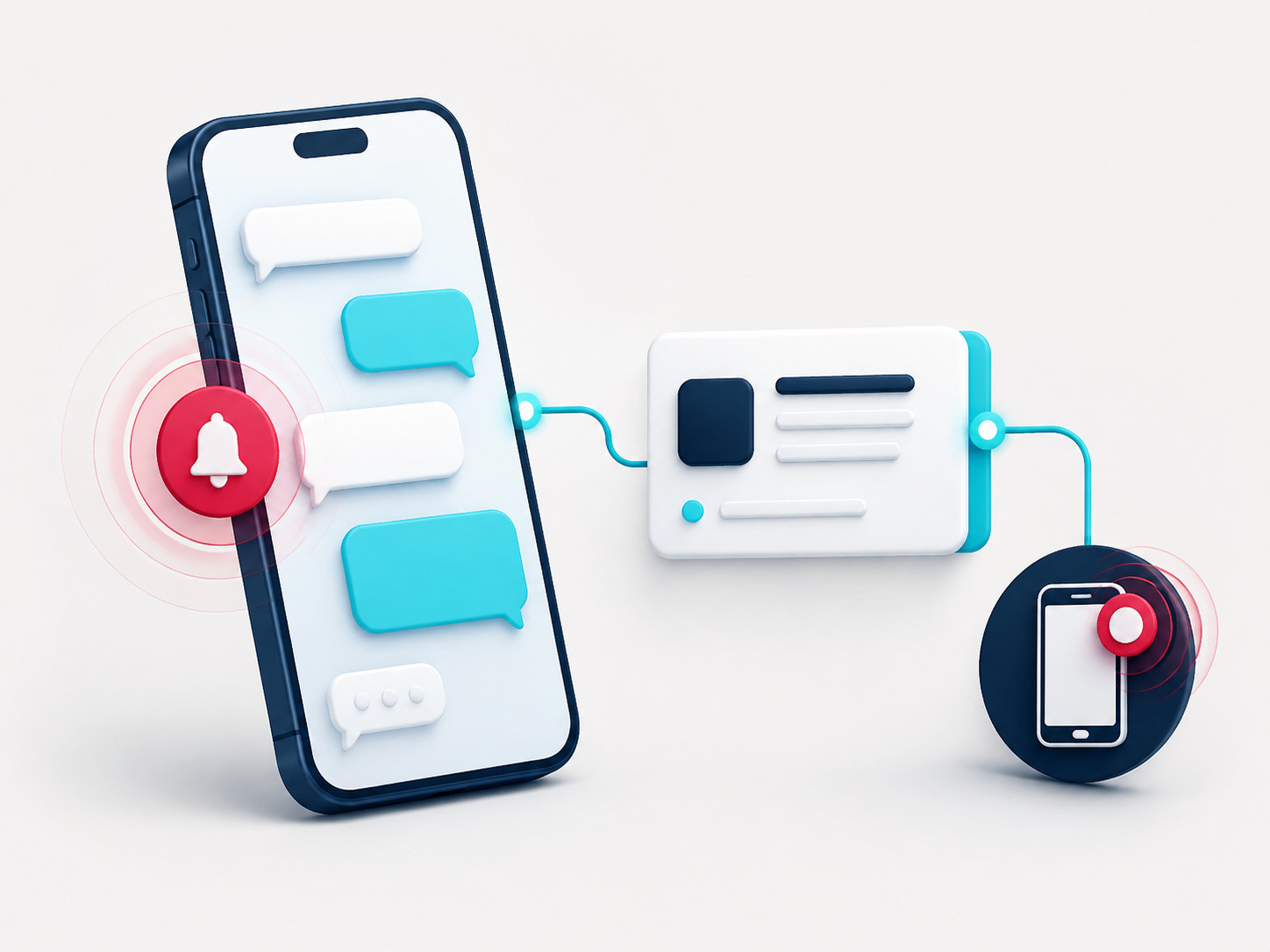 Illustration of an SMS conversation linked to a ticket and an automatic notification in AnswerPal