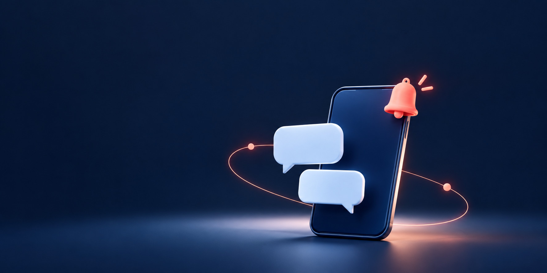 Illustration of mobile customer service, SMS and automatic notifications