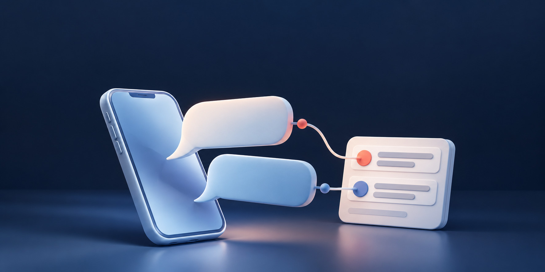 Illustration of an SMS conversation that can be followed up as a customer ticket